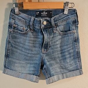 Hollister Blue Jean Shorts with Cuffed Hem and Vintage Fade